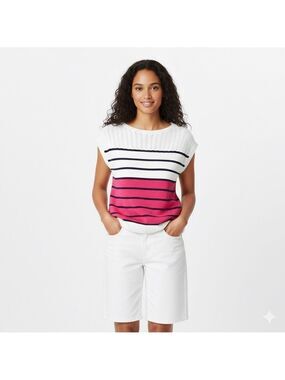 TOMMY BAHAMA Cotton Viscose Blend Pickford Colourblock Stripe Sweater Vest Sz S